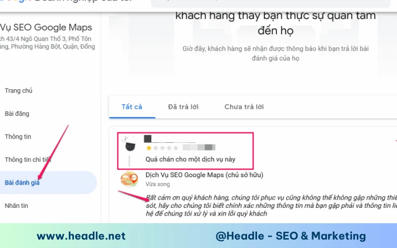 Cách xóa đánh giá trên Google Map