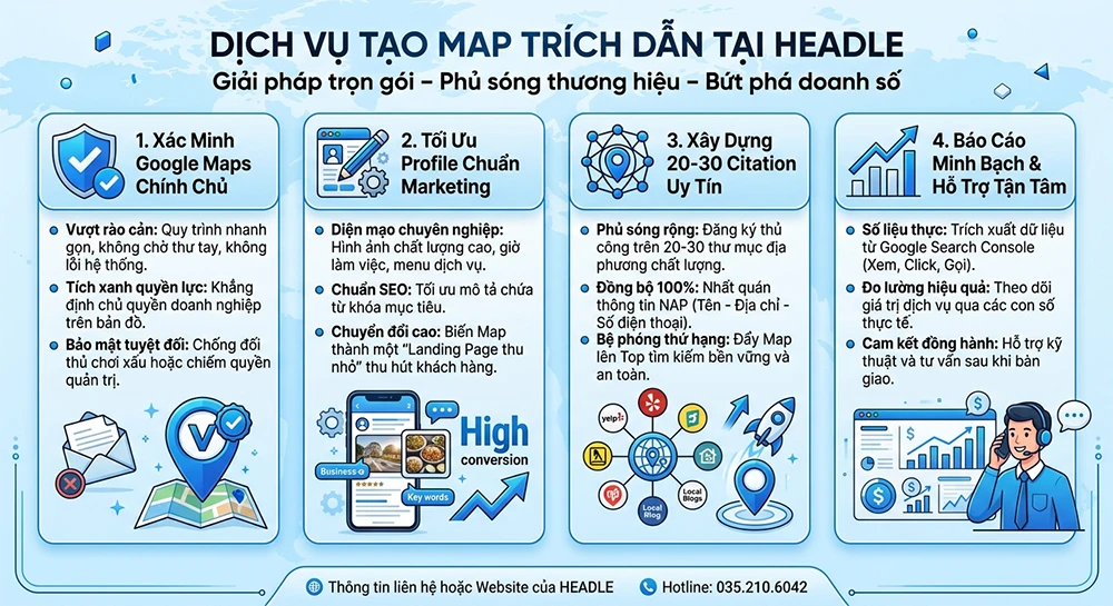 Dịch vụ tạo Map trích dẫn tại HEADLE uy tín