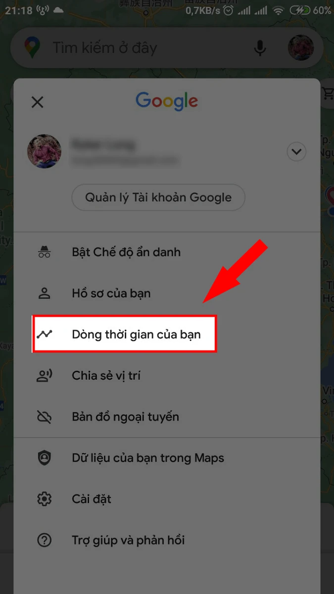 Dòng thời gian trên google map