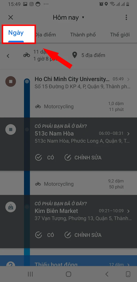 Timeline Google Maps