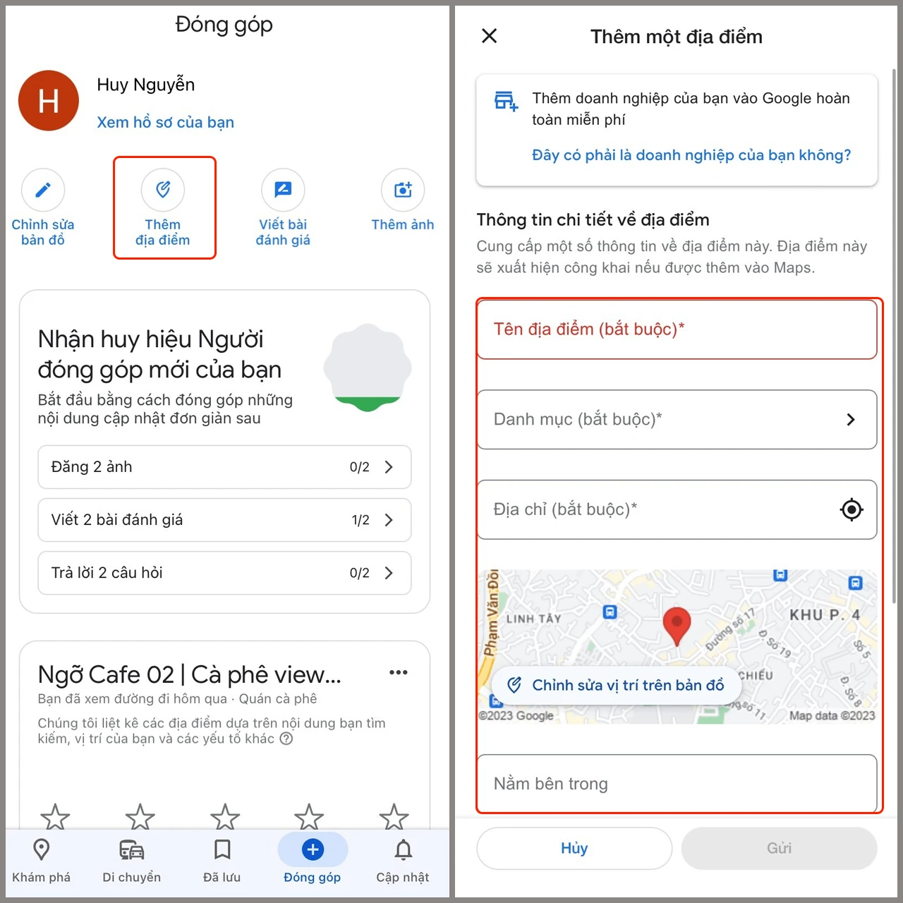 Cách thêm địa điểm trên Google Map