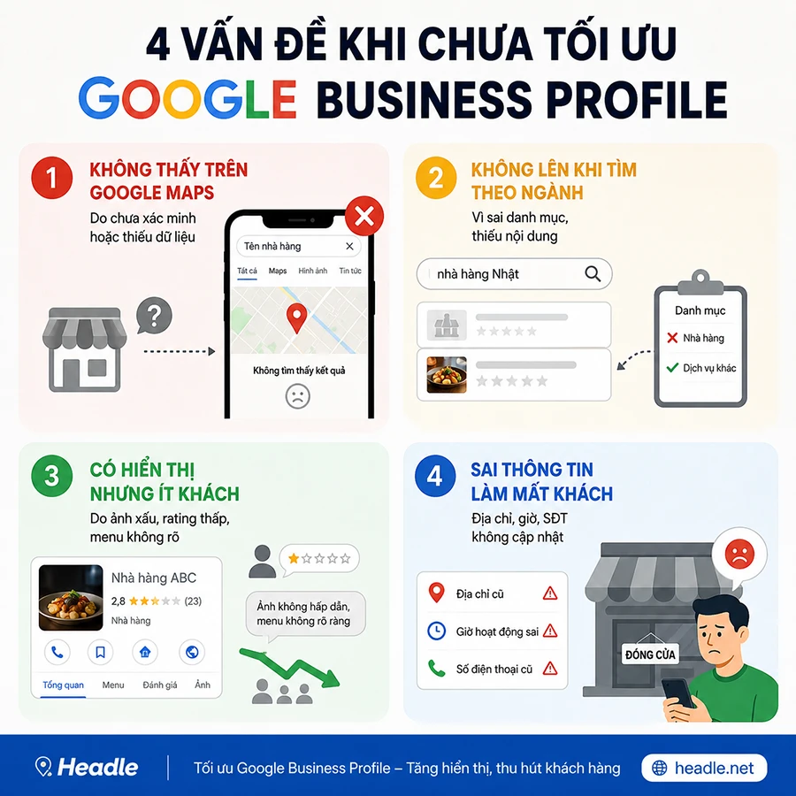 Vấn đề thường gặp khi nhà hàng chưa tối ưu Google Map