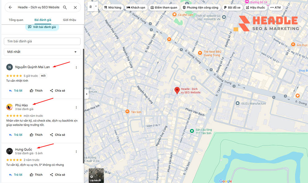Cách tìm người đánh giá trên Google