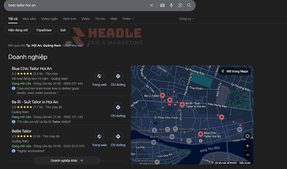 Dịch vụ SEO Google Map spa, nhà hàng, quán ăn, doanh nghiệp