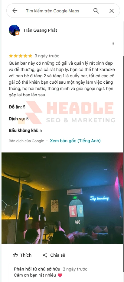 Dịch vụ đánh giá sao Google Map cho doanh nghiệp